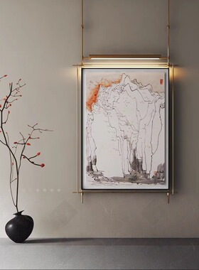 现代轻奢抽象挂画玄关装饰画高级感氛围壁灯画金属框架定制画立体