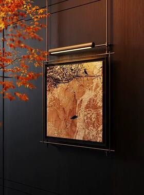 现代轻奢抽象挂画玄关装饰画高级感氛围壁灯画金属框架定制画立体