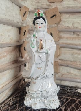 白玉瓷南海站观音观音菩萨佛像雕塑陶瓷摆件