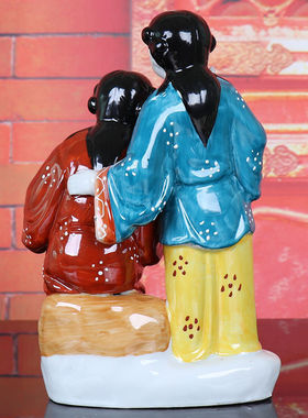 陶瓷和合二圣神像佛像婚庆结婚礼品百年好合新婚房装饰陶瓷摆件