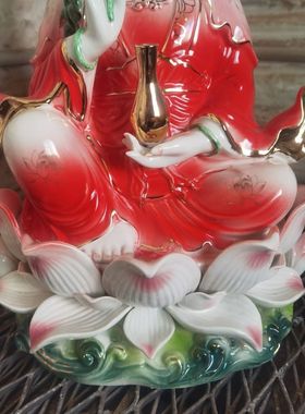 陶瓷南海观世音玉净瓶菩萨.自在观音菩萨佛像坐莲观音48厘米高