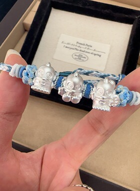 足银999三丽鸥纯银手链厨师布丁狗丑鱼kt猫玉桂狗闺蜜情侣女友