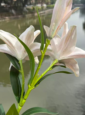 粉色百合仿真花单支家居摆件