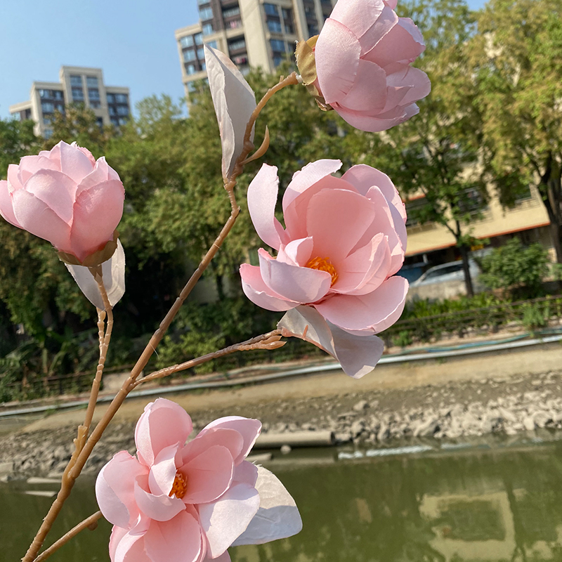 仿真绢花玉兰花桌面摆放花卉高档客厅室内茶几餐厅婚庆假花装饰品 - 图1