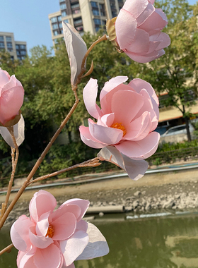仿真绢花玉兰花桌面餐厅花卉高档
