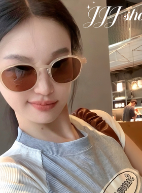 JJJ SHOP“ 韩系红色墨镜女复古圆框 防紫外线太阳眼镜鼻托显脸小