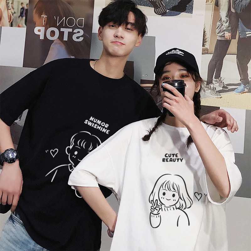disoo情侣装套装小众设计感t恤 低调的依恋T恤