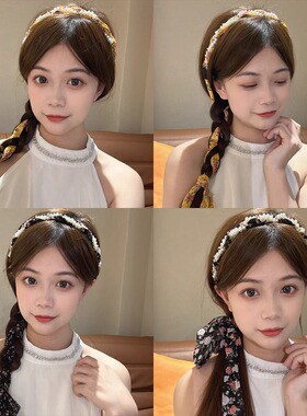 复古珠珠发带女2026新款飘带发箍