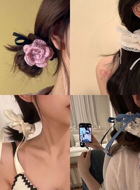 韩系温柔蝴蝶结大肠发圈女