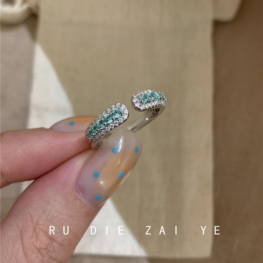 Sea Salt Blue Wave ~ Parai diamond ring niche design light luxury high-end open ring