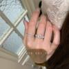 Kuning middle-aged vintage zircon sugar cube ring pink socialite style daughter high-end light luxury open ring