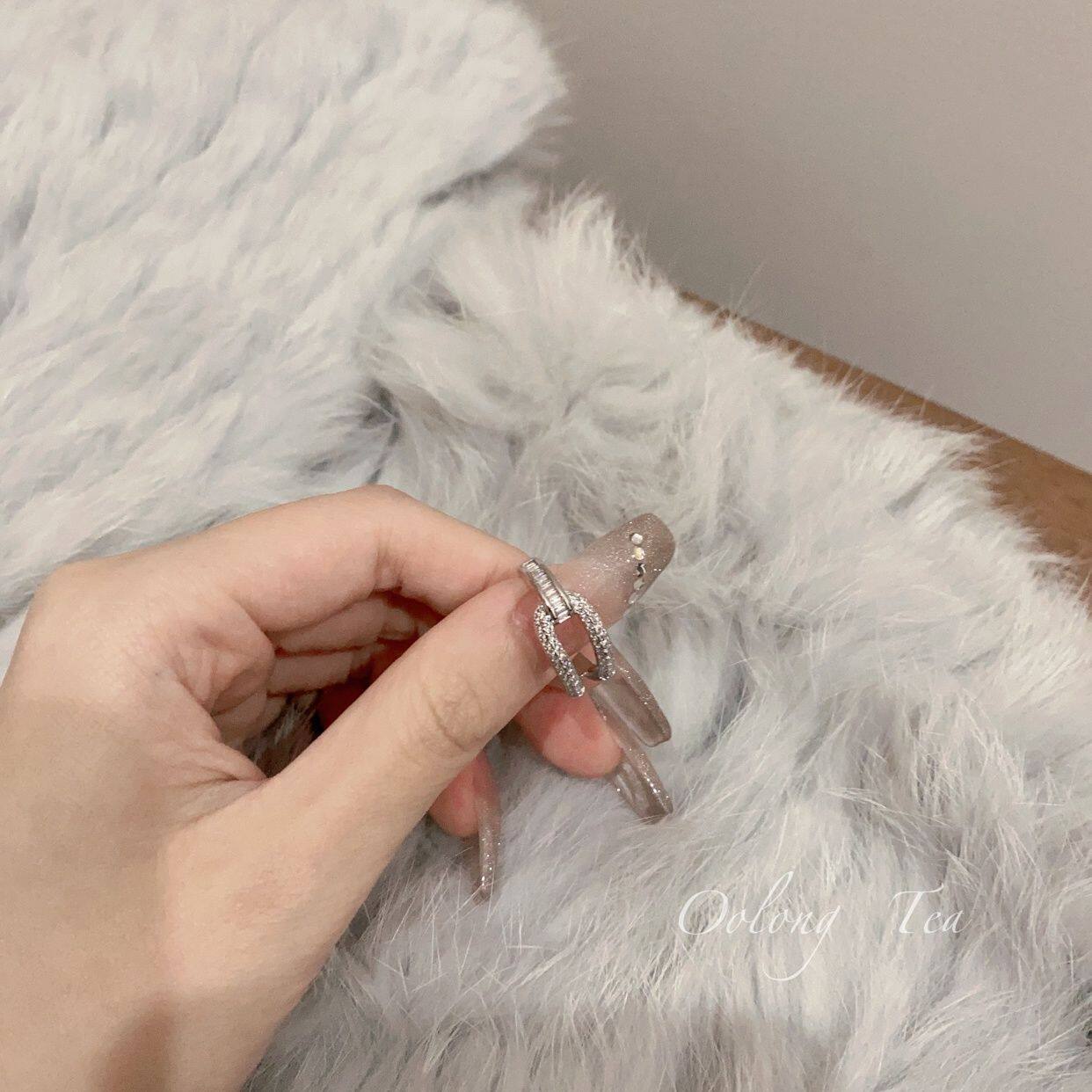 Rhinestone micro-paved zircon niche design adjustable ring index finger temperament women's versatile open ring
