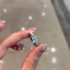 Titanium steel colorless white fritillary ring niche design high-end diamond inlay exquisite fashionable elegant plain ring ring versatile