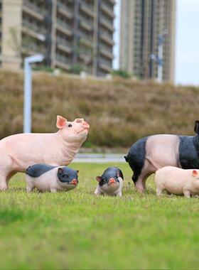 户外彷真猪雕塑玻璃纤维花园农场园林造景黑猪模型十二摆件动物装