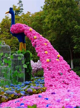 大型仿真花艺孔雀户外花园婚礼装饰房地产别墅园林景观玻璃钢雕塑