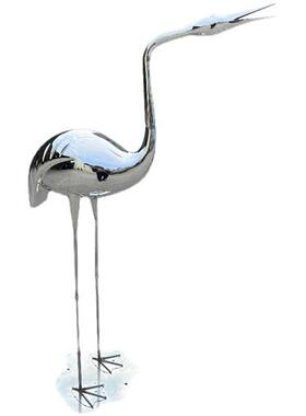 不锈钢火烈鸟雕塑可定制仙鹤镜面售楼处水池草坪园林装饰白鹭摆件