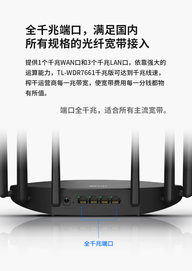 TPLINK WDR7661全千兆双频无线路由器易展版全新百兆游戏端口大功率穿墙王宽带网线网络无限漏油器-图2