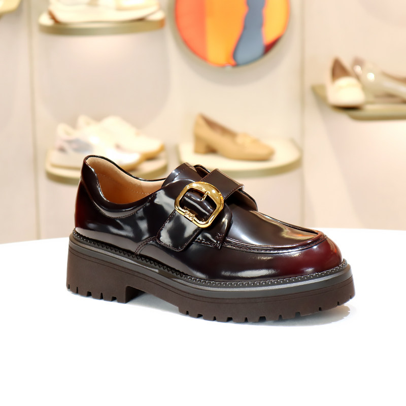 KISSCAT接吻猫2025新款真皮厚底乐福鞋小D扣增高小皮鞋KA65152-50,淘宝优惠券,粉丝福利购,淘宝优惠卷