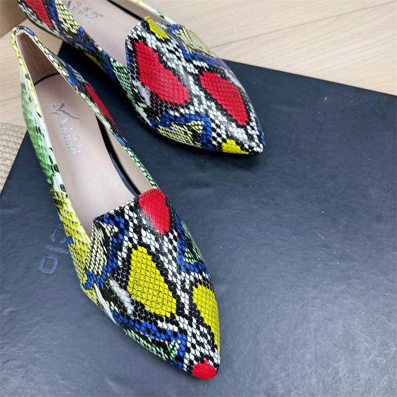 2026年秋季新款欧美风一脚蹬蛇纹单鞋女尖头平底鞋舒适豆豆鞋船鞋,淘宝优惠券,粉丝福利购,淘宝优惠卷