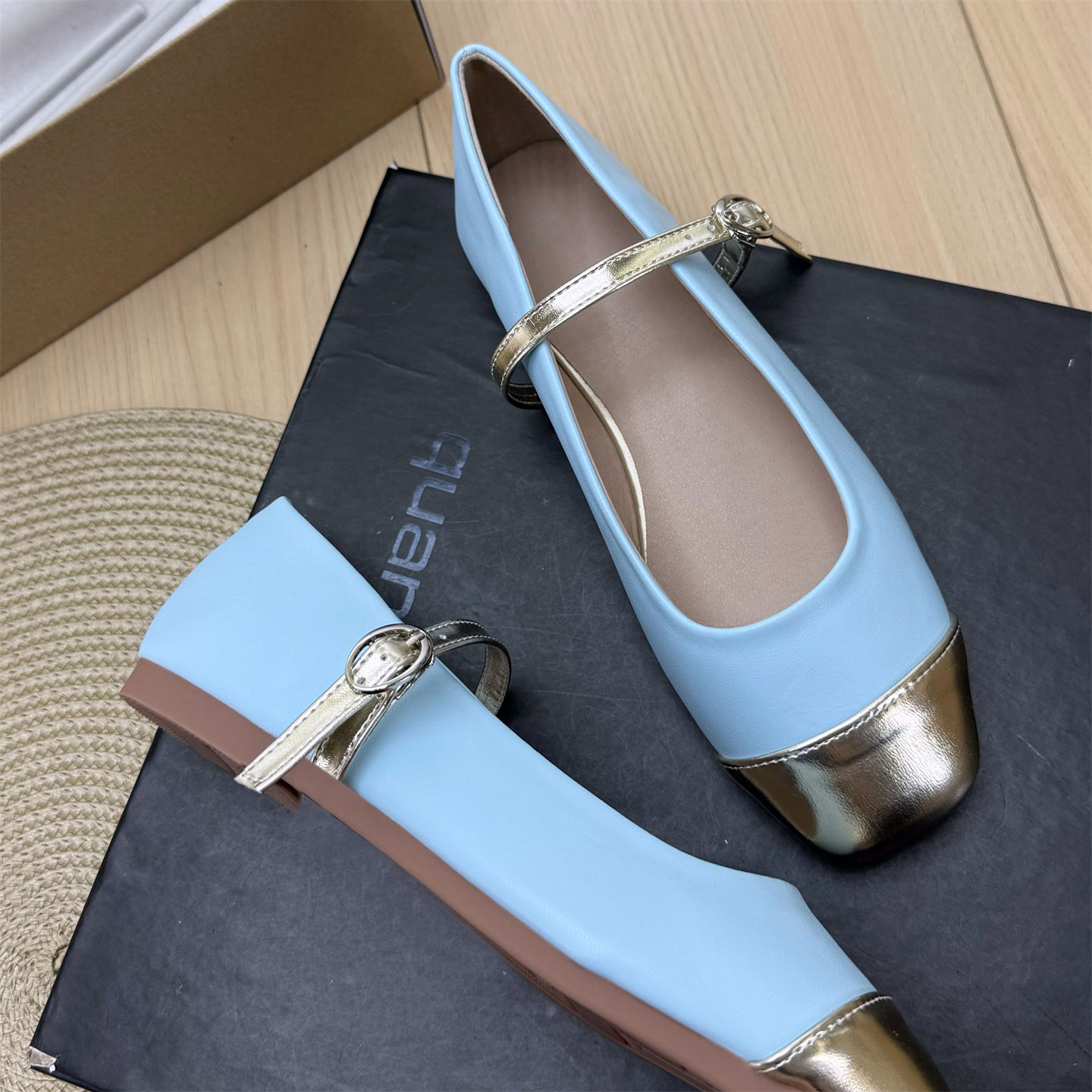 2026春新款法式玛丽珍鞋方头浅口复古拼色一字带平底鞋子豆豆单鞋,淘宝优惠券,粉丝福利购,淘宝优惠卷