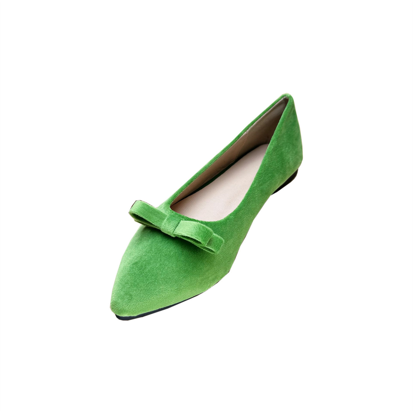2026春新款法式尖头浅口单鞋女绿色蝴蝶结平底鞋一脚蹬百搭芭蕾鞋,淘宝优惠券,粉丝福利购,淘宝优惠卷