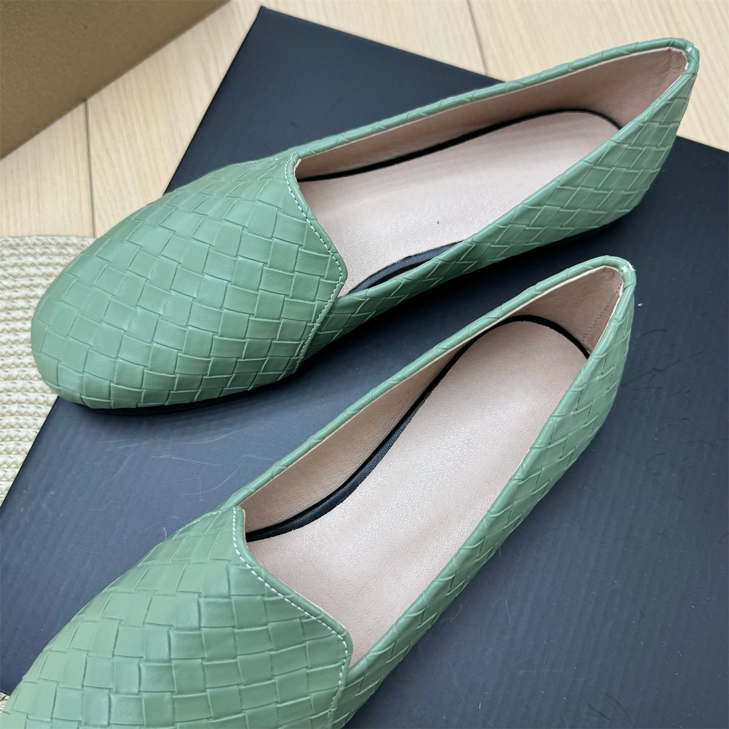 2026新款编织格纹乐福鞋女豆豆鞋圆头平底一脚蹬懒人百搭休闲单鞋,淘宝优惠券,粉丝福利购,淘宝优惠卷