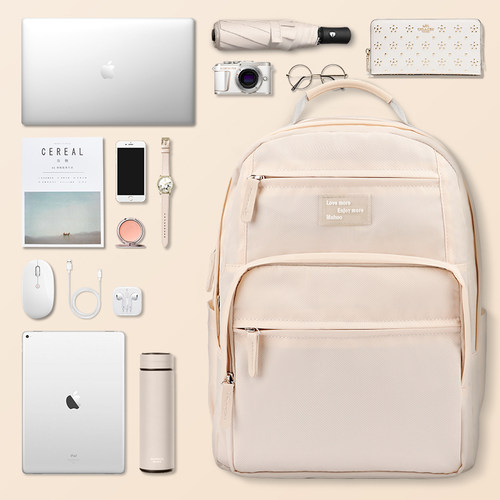 双肩电脑包14寸女生手提笔记本适用苹果MacBookPro13联想华为15点6小米16寸大容量好看ins小清新防震背包 - 图0