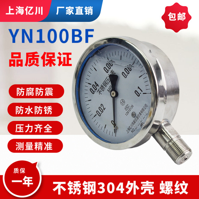 Stainless steel shock-resistant pressure gauge y100