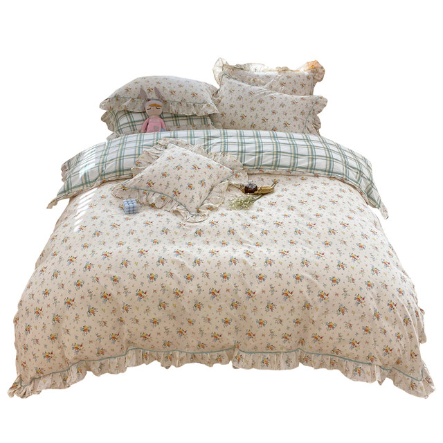 Korean princess style ins three-piece single bed skirt
