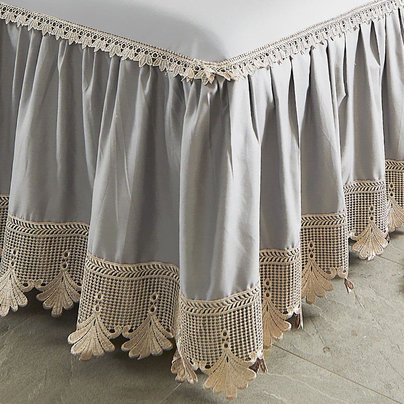 60支贡缎长绒棉蕾丝床裙罩单件裙式欧式床裙公主风全棉床罩三件套,淘宝优惠券,粉丝福利购,淘宝优惠卷