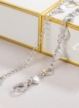 情人节生日礼物S925纯银爱心形手链日韩女银手饰学生ins小众设计