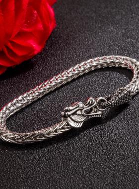 复古霸气男士龙手链 S925纯银朋克韩版时尚情侣手链泰银男友礼物