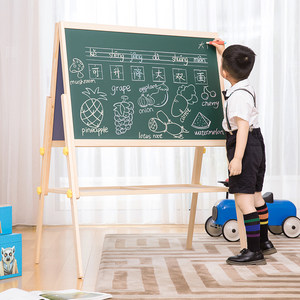 得力8773可升降双面儿童画板儿童画架双面画板展示架支架式特大号