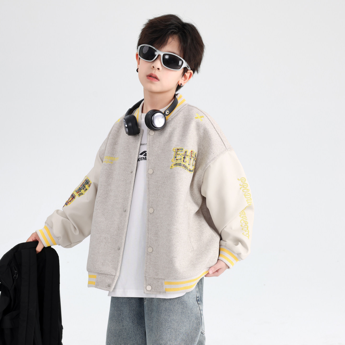 男童秋冬学院风拼接棒球夹棉外套2026新款青少年儿童冬装运动棉服,淘宝优惠券,粉丝福利购,淘宝优惠卷