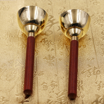 Pure copper touch bell instrument big number touch bell music teaching aid professional percussion instrument loud brass band solid wood handle hit bell bell