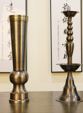 老传统纯铜五供套装复古摆件