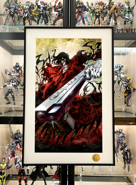 血色阿卡多HELLSING海尔辛皇家国教骑士团客厅电竞房间动漫装饰画