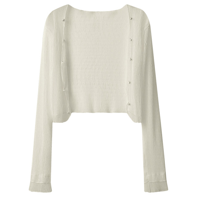 Ice Silk Lace Sun Protection Cardigan Women's Thin Summer Waistcoat Outer Air Condition Shirt See-through Top Jacket with Suspender Skirt
