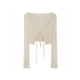 ເສື້ອຍືດສັ້ນ tulle chiffon lace-up blouse ມີ suspenders