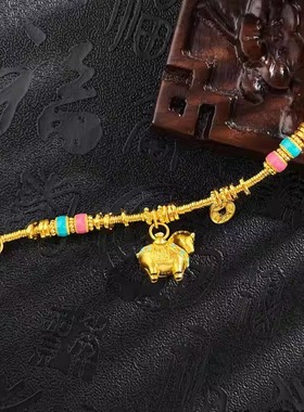 黄金手链马上有钱古法小马足金