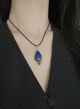 青金石吊坠925纯银古董首饰