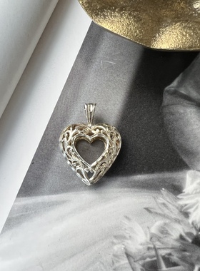 欧美古董首饰vintage首饰纯银吊坠925银吊坠心形纯银吊坠纯银项链