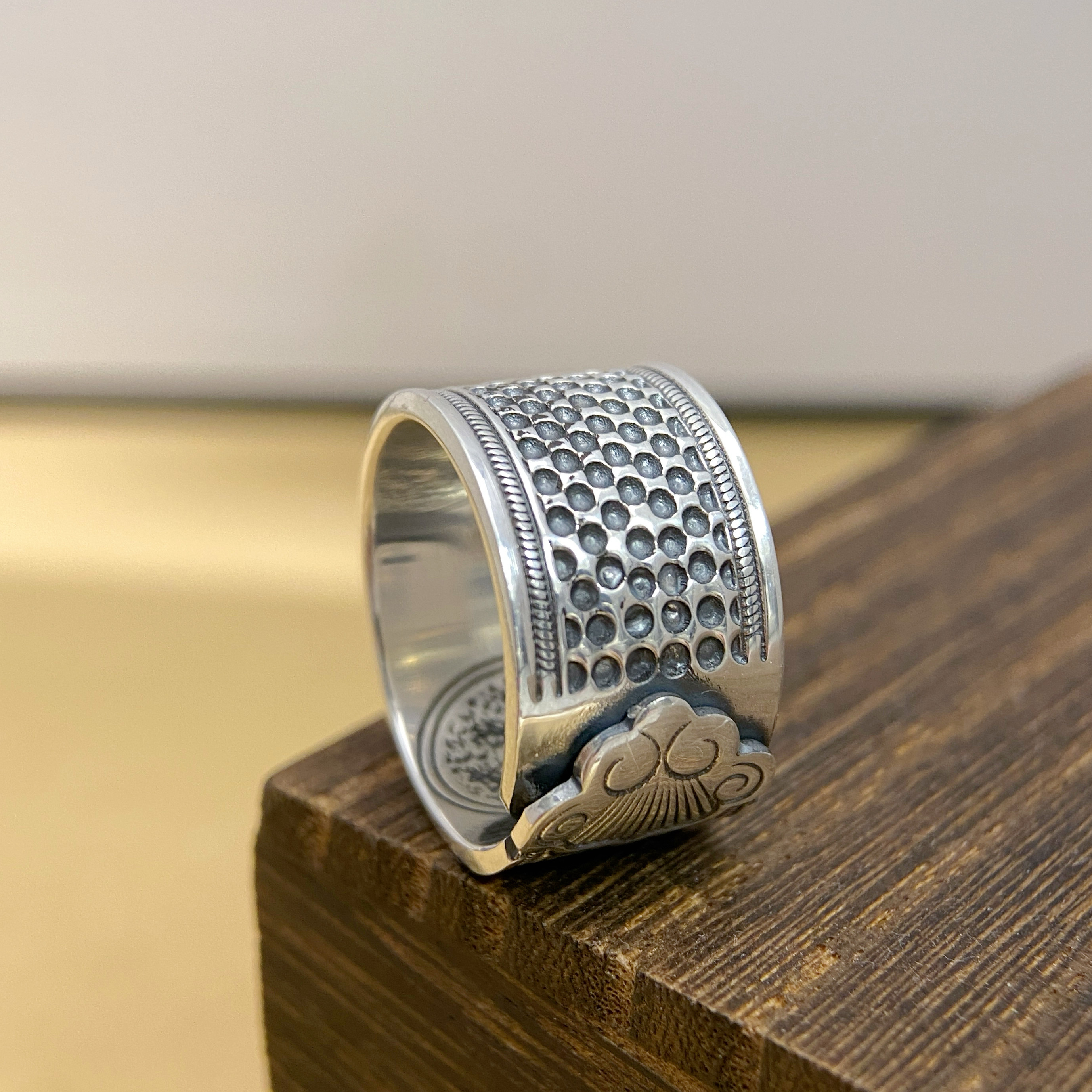 999纯银加宽顶针吉祥戒指防扎手缝纫银指套箍顶针箍款复古,淘宝优惠券,粉丝福利购,淘宝优惠卷