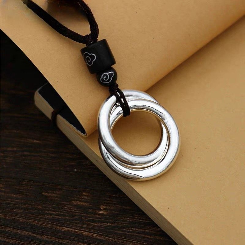 999纯银吊坠乾坤圈男女款圆环项链毛衣链挂件平安扣送男女友礼物,淘宝优惠券,粉丝福利购,淘宝优惠卷