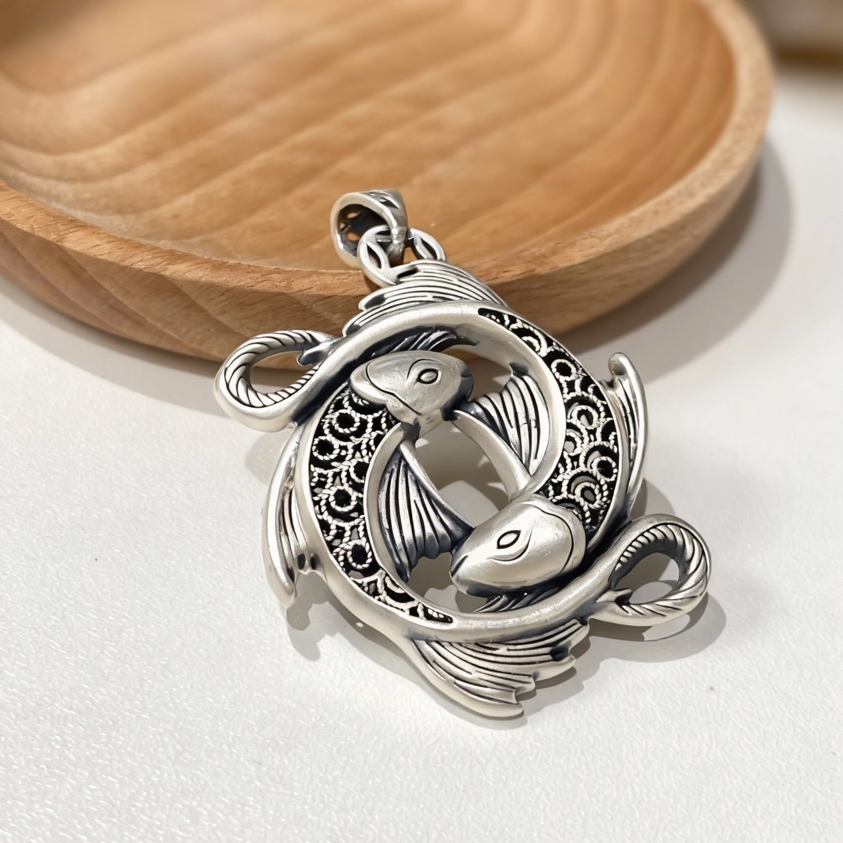 足银999复古民族风百搭个性潮流女饰镂空毛衣坠 双鱼吊坠毛衣链,淘宝优惠券,粉丝福利购,淘宝优惠卷