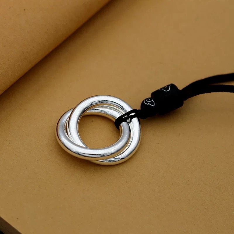 999纯银吊坠乾坤圈男女款圆环项链毛衣链挂件平安扣送男女友礼物,淘宝优惠券,粉丝福利购,淘宝优惠卷