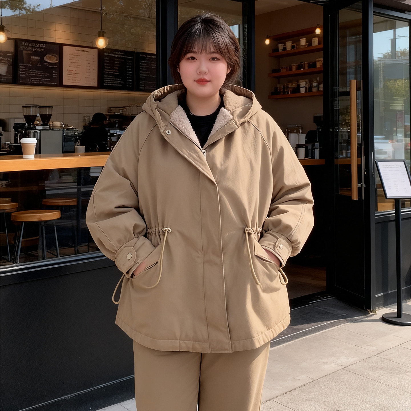 大码女装胖mm韩版加厚连帽棉服外套女宽松百搭加绒保暖显瘦派克服,淘宝优惠券,粉丝福利购,淘宝优惠卷