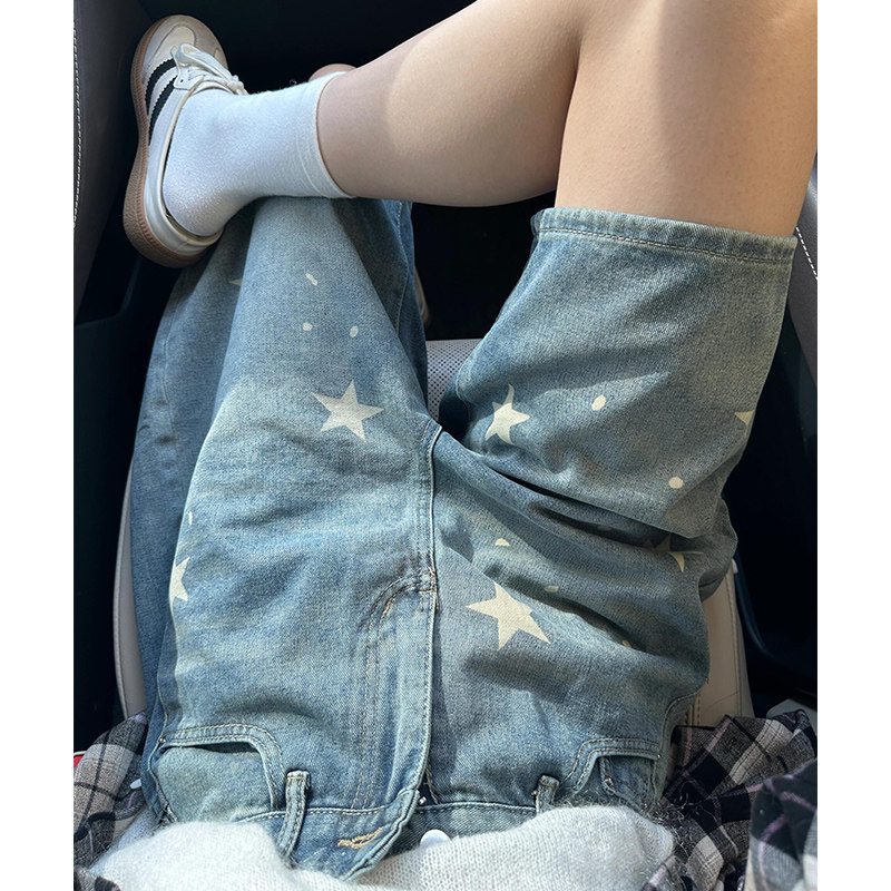 300斤胖mm大码女装复古星星印花牛仔短裤女宽松百搭阔腿五分裤子,淘宝优惠券,粉丝福利购,淘宝优惠卷