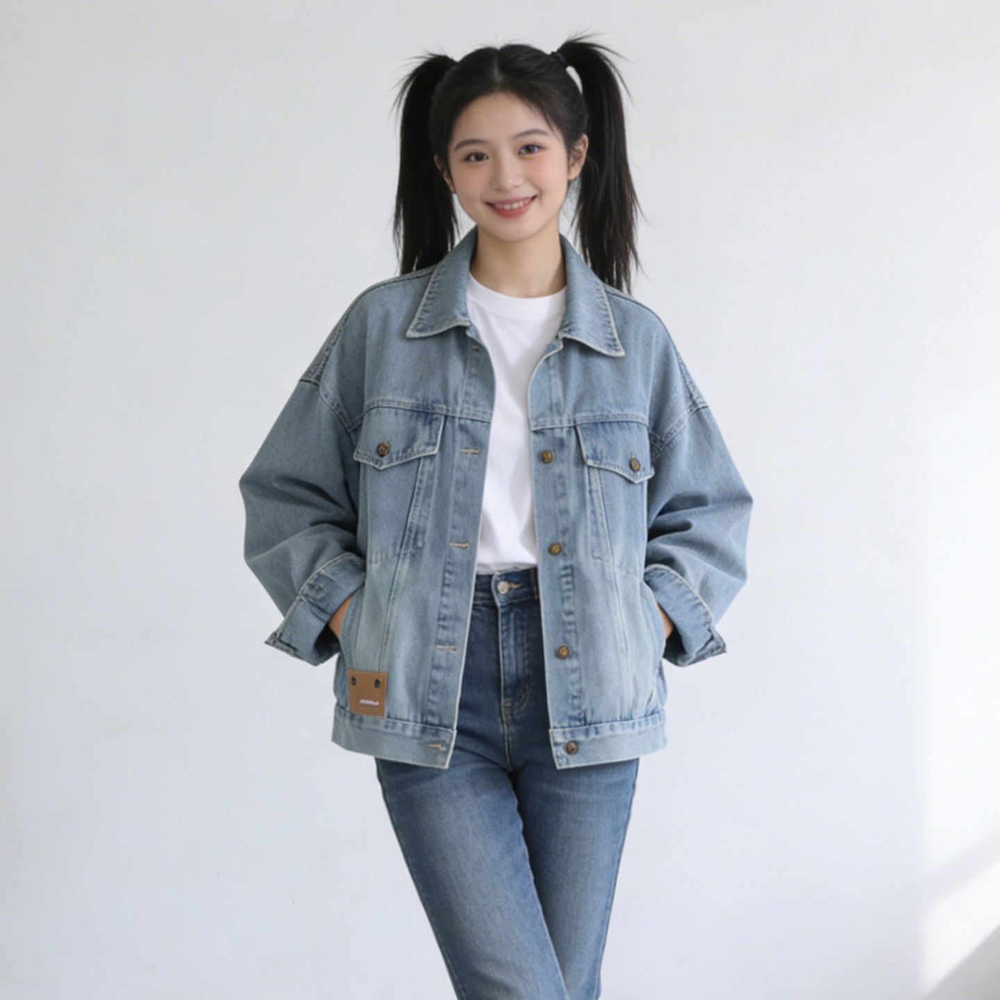 2026春季大码胖mm学院风复古牛仔外套女宽松显瘦翻领百搭休闲夹克,淘宝优惠券,粉丝福利购,淘宝优惠卷