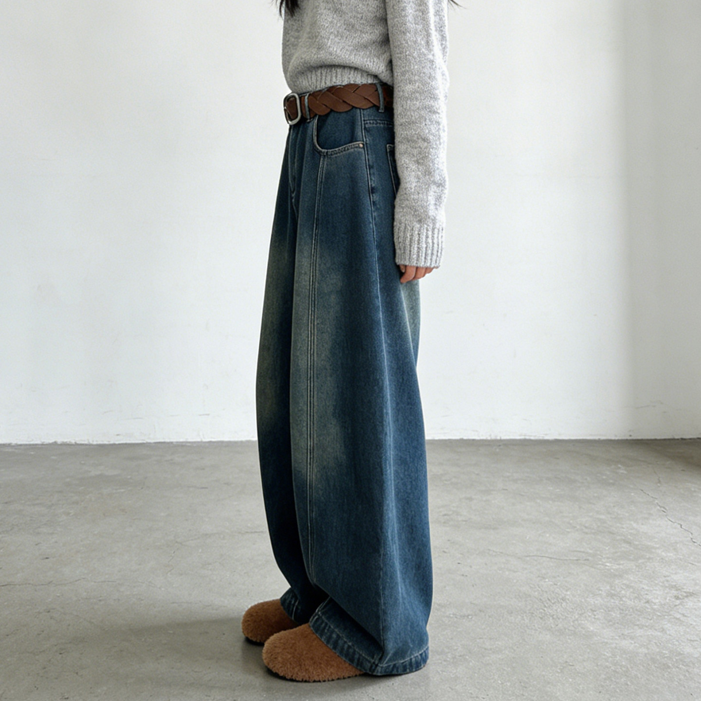 大码胖mm秋冬宽松加绒加厚高腰牛仔裤女宽松显瘦保暖阔腿弯刀裤子,淘宝优惠券,粉丝福利购,淘宝优惠卷